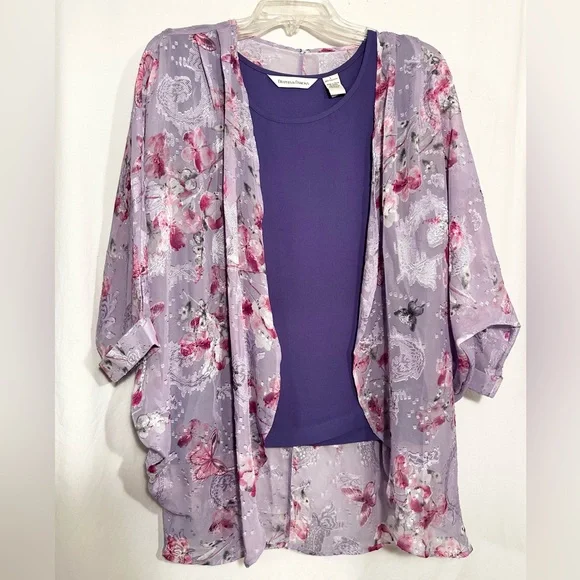 WOMENS LARGE 4 PIECE DRAPER'S & DAMON'S PURPLE BLOUSES & PANTS PANT SET OUTFIT - Picture 2 of 13